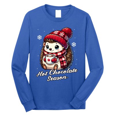 Funny Hedgehog Hot Choco Scarf Merry Christmas Mom Dad Great Gift Long Sleeve Shirt