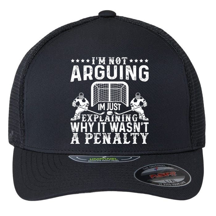 Funny Hockey Hockey Player Arguing Gift Flexfit Unipanel Trucker Cap