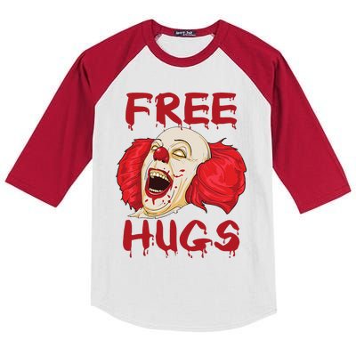 Free Hugs Halloween Evil Killer Scary Clown Horror Gift Kids Colorblock Raglan Jersey