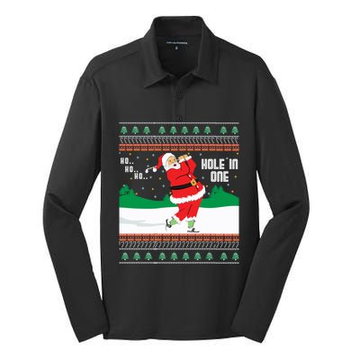 Funny Ho Ho Ho Ugly Santa Golf Christmas Jumper Gift Silk Touch Performance Long Sleeve Polo