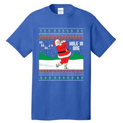 Funny Ho Ho Ho Ugly Santa Golf Christmas Jumper Gift Tall T-Shirt