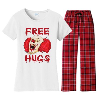 Free Hugs Halloween Evil Killer Scary Clown Horror Gift Women's Flannel Pajama Set