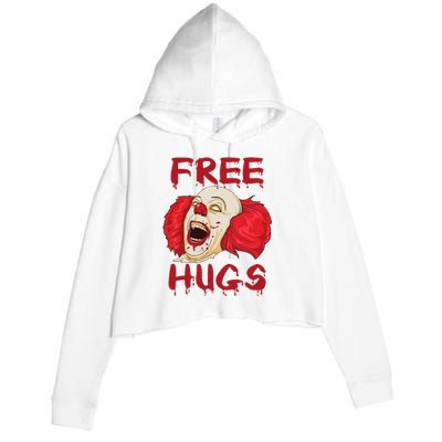 Free Hugs Halloween Evil Killer Scary Clown Horror Gift Crop Fleece Hoodie