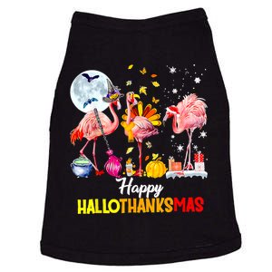 Flamingo Happy HalloThanksmas Funny Halloween Thanksgiving Doggie Tank