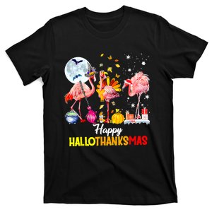 Flamingo Happy HalloThanksmas Funny Halloween Thanksgiving T-Shirt