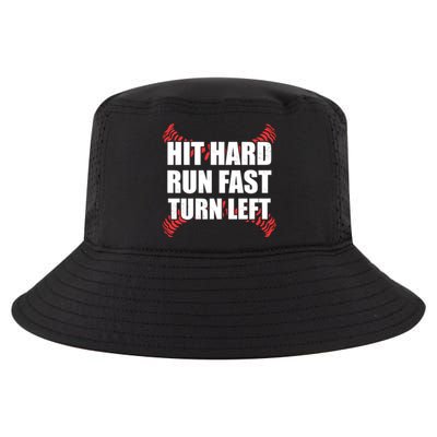 Fun Hit Hard Run Fast Turn Left I Baseball Humor Joke Great Gift Cool Comfort Performance Bucket Hat