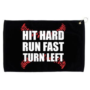 Fun Hit Hard Run Fast Turn Left I Baseball Humor Joke Great Gift Grommeted Golf Towel