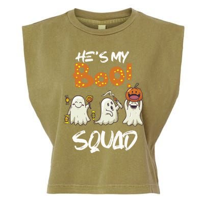 Funny Halloween He Is My Boo Squad Gift Garment-Dyed Women's Muscle Tee