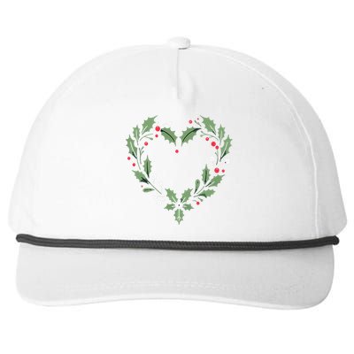 Festive Holly Heart Christmas Decoration Snapback Five-Panel Rope Hat