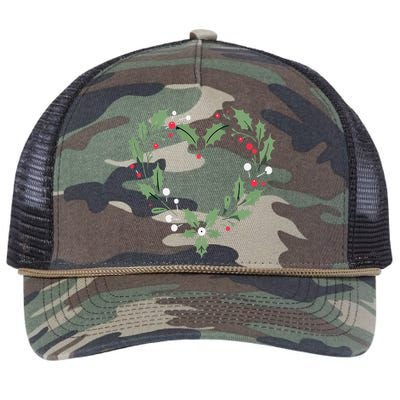 Festive Holly Heart Christmas Decoration Retro Rope Trucker Hat Cap