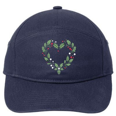 Festive Holly Heart Christmas Decoration 7-Panel Snapback Hat