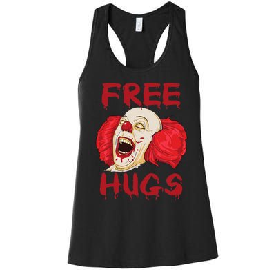 Free Hugs Halloween Evil Killer Scary Clown Horror Gift Women's Racerback Tank