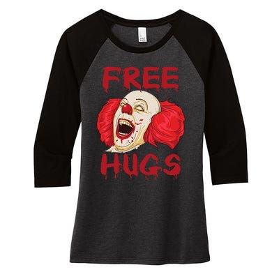 Free Hugs Halloween Evil Killer Scary Clown Horror Gift Women's Tri-Blend 3/4-Sleeve Raglan Shirt