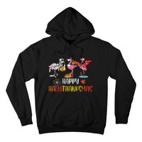 Flamingo Halloween Happy Hallothanksmas Thanksgiving Xmas Hoodie