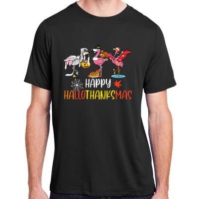 Flamingo Halloween Happy Hallothanksmas Thanksgiving Xmas Adult ChromaSoft Performance T-Shirt