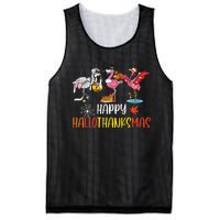 Flamingo Halloween Happy Hallothanksmas Thanksgiving Xmas Mesh Reversible Basketball Jersey Tank