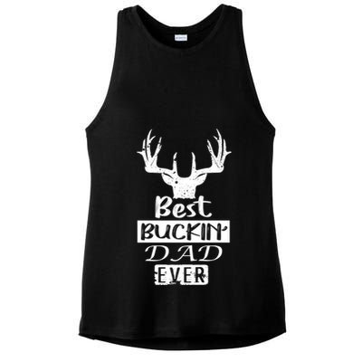 Funny Hunting Hunter Gift Best Buckin Dad Ever Gift Ladies PosiCharge Tri-Blend Wicking Tank