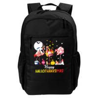 Flamingo Happy Hallothanksmas Funny Halloween Thanksgiving Daily Commute Backpack