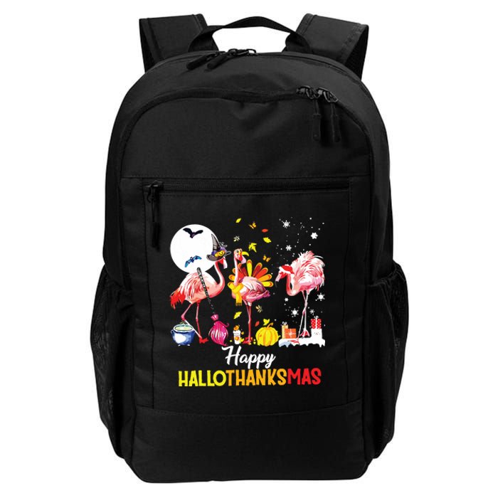 Flamingo Happy Hallothanksmas Funny Halloween Thanksgiving Daily Commute Backpack