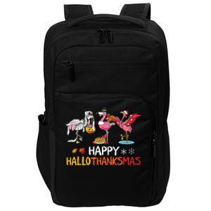 Flamingo Happy Hallothanksmas Funny Halloween Thanksgiving Impact Tech Backpack