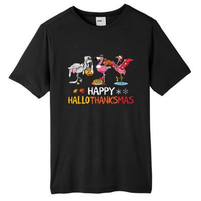 Flamingo Happy Hallothanksmas Funny Halloween Thanksgiving Tall Fusion ChromaSoft Performance T-Shirt