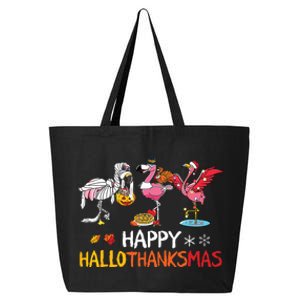 Flamingo Happy Hallothanksmas Funny Halloween Thanksgiving 25L Jumbo Tote