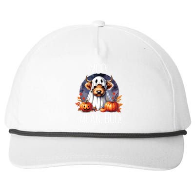 Funny Halloween Highland Cow Watercolor Cute Ghost Cow Sweat Snapback Five-Panel Rope Hat