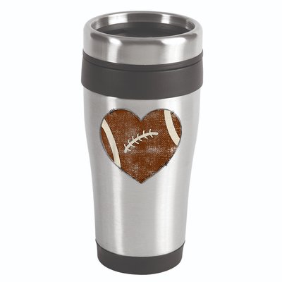 Football Heart I Love Football Red 16oz Travel Tumbler