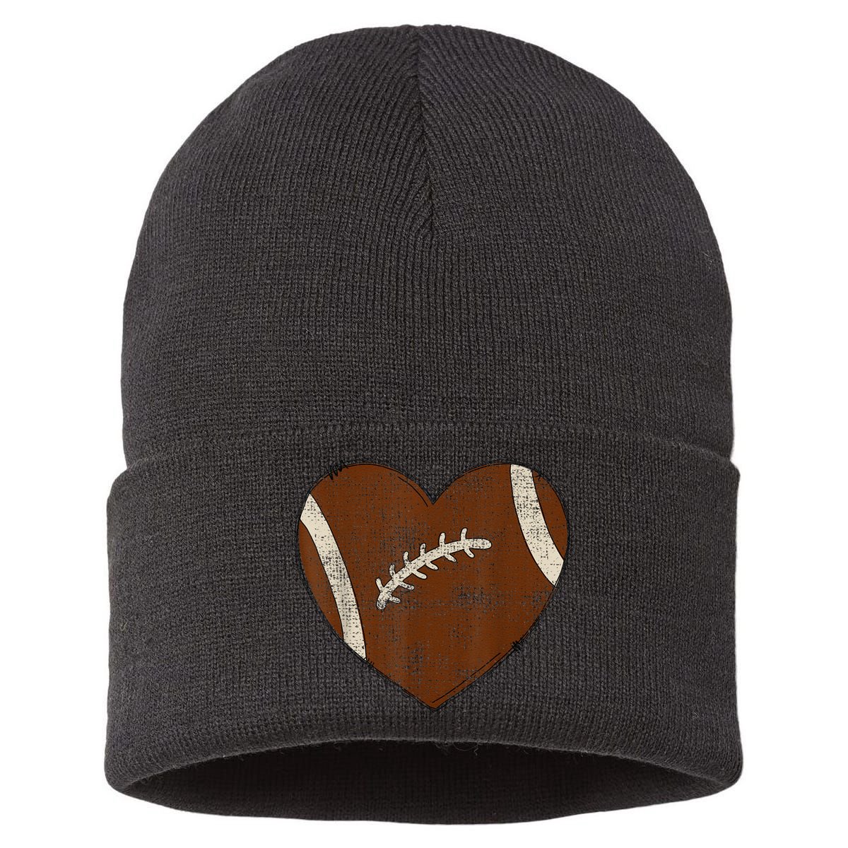 Football Heart I Love Football Red Sustainable Knit Beanie