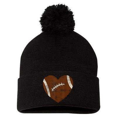 Football Heart I Love Football Red Pom Pom 12in Knit Beanie