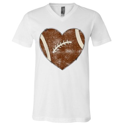 Football Heart I Love Football Red V-Neck T-Shirt