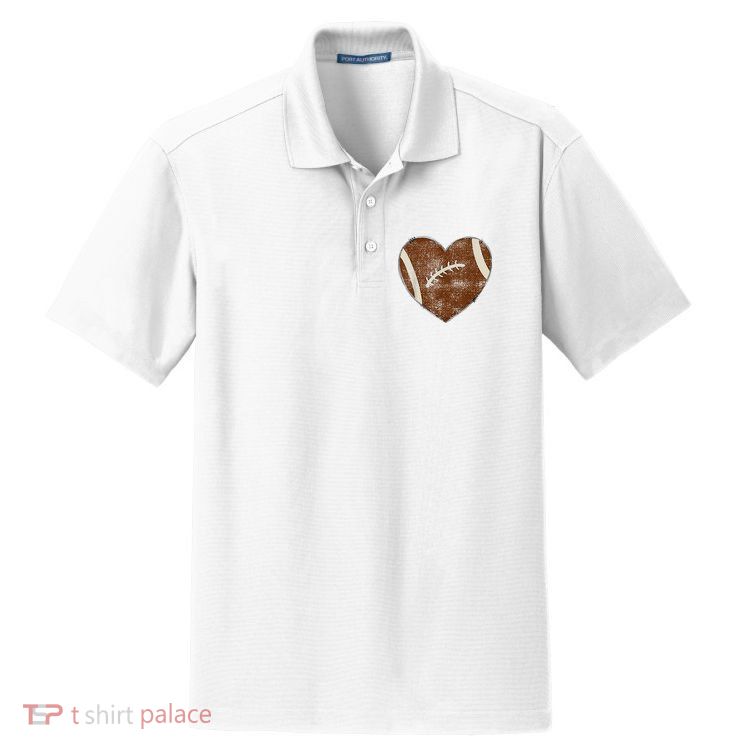 Football Heart I Love Football Red Dry Zone Grid Polo
