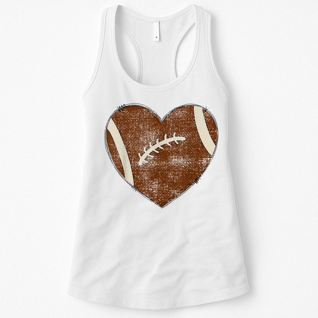Football Heart I Love Football Red Womens Tank Top