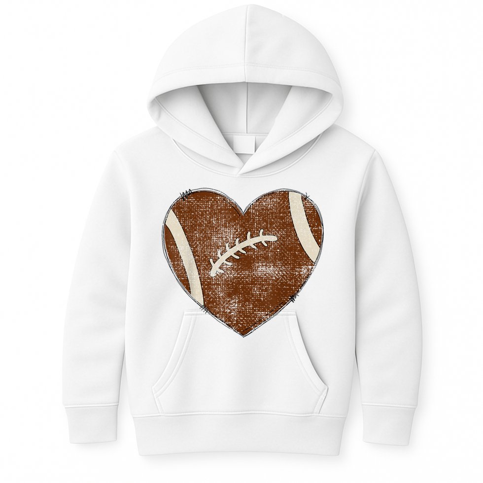 Football Heart I Love Football Red Kids Hoodie