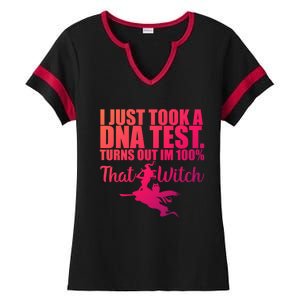 Funny Halloween Im 100% Percent That Witch Gift Ladies Halftime Notch Neck Tee