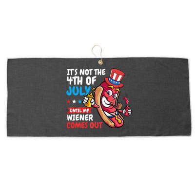 Funny Hotdog Its Not 4th Of July Until My Wiener Comes Out Large Microfiber Waffle Golf Towel