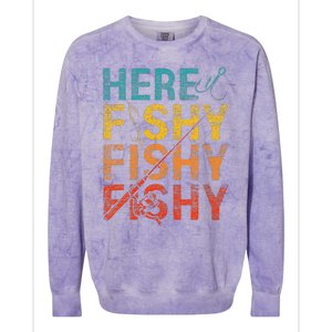 funny Happiness is A Big Fish And A Witness Fishing Colorblast Crewneck Sweatshirt