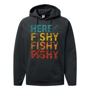 funny Happiness is A Big Fish And A Witness Fishing Performance Fleece Hoodie