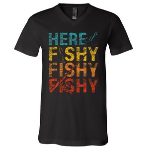 funny Happiness is A Big Fish And A Witness Fishing V-Neck T-Shirt