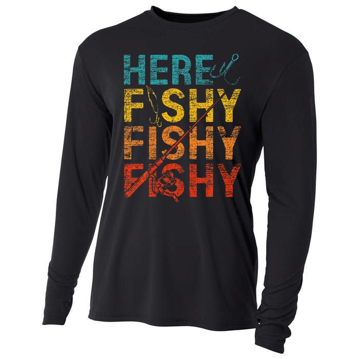 funny Happiness is A Big Fish And A Witness Fishing Cooling Performance Long Sleeve Crew