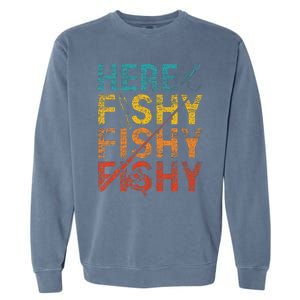 funny Happiness is A Big Fish And A Witness Fishing Garment-Dyed Sweatshirt