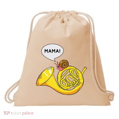 French Horn I Snail Pun Orchestra Marching Band Drawstring Bag