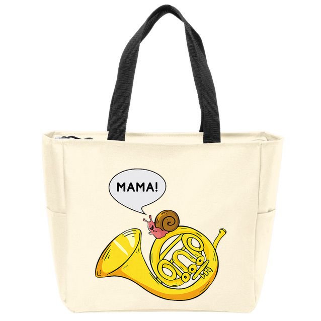 French Horn I Snail Pun Orchestra Marching Band Zip Tote Bag