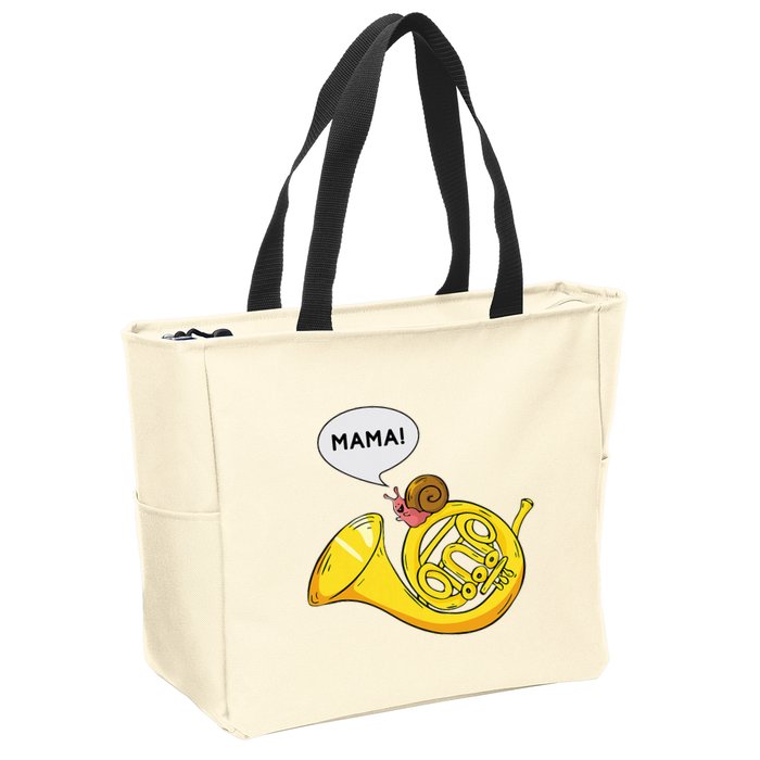 French Horn I Snail Pun Orchestra Marching Band Zip Tote Bag