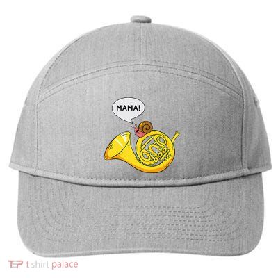 French Horn I Snail Pun Orchestra Marching Band 7-Panel Snapback Hat