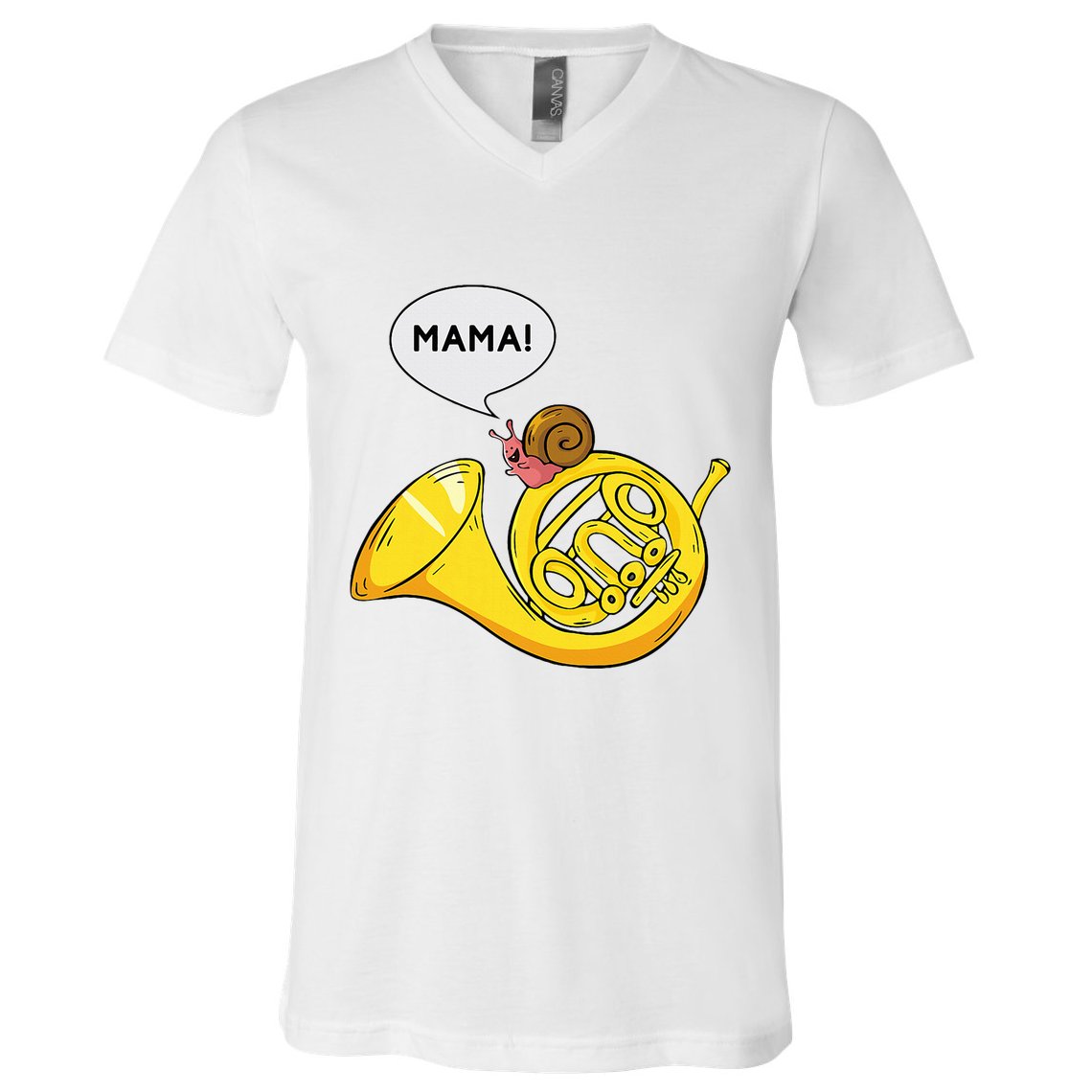 French Horn I Snail Pun Orchestra Marching Band V-Neck T-Shirt