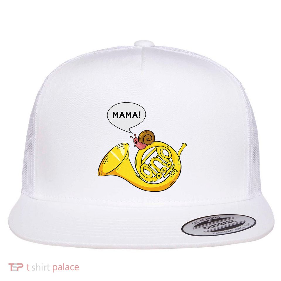 French Horn I Snail Pun Orchestra Marching Band Flatbill Hat