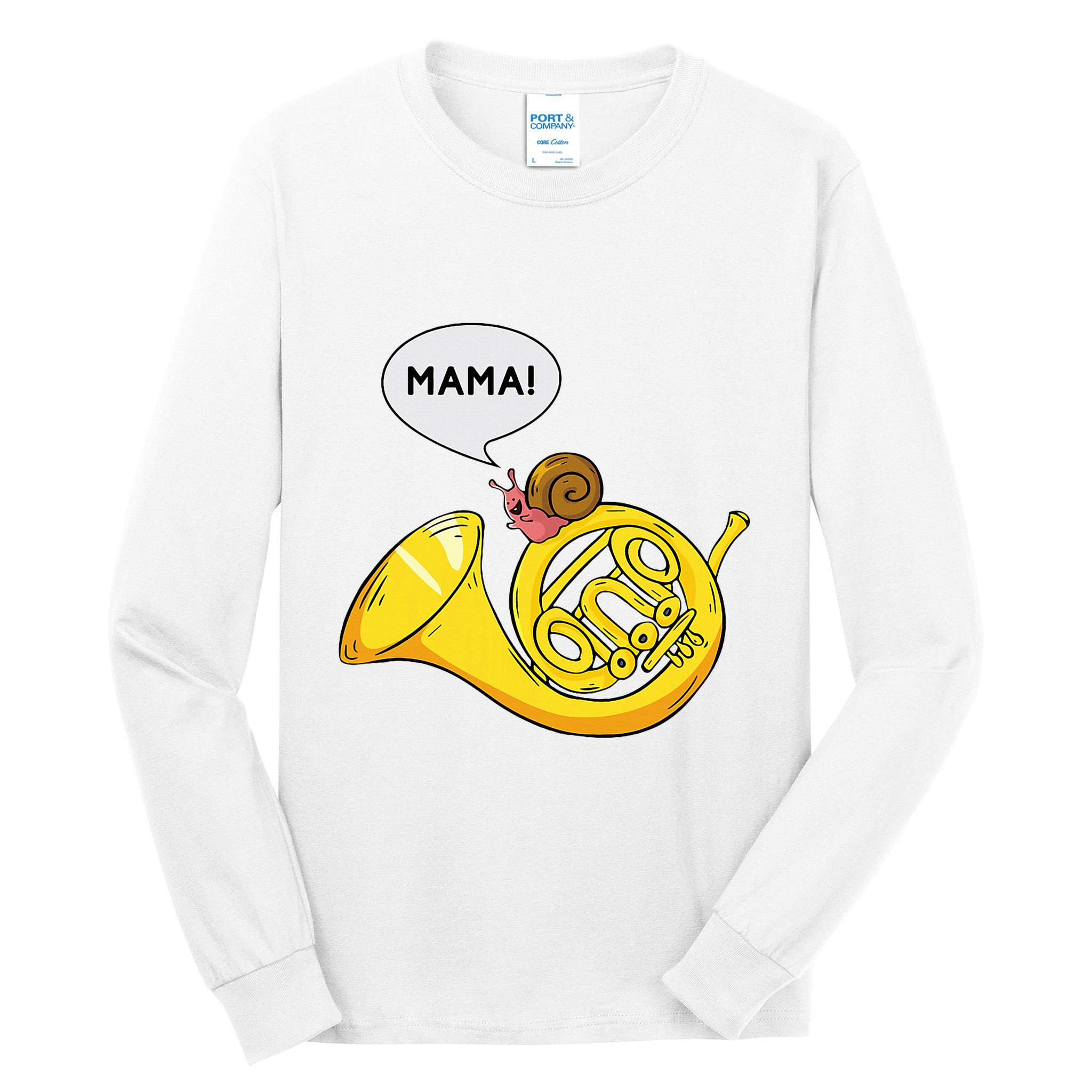 French Horn I Snail Pun Orchestra Marching Band Tall Long Sleeve T-Shirt