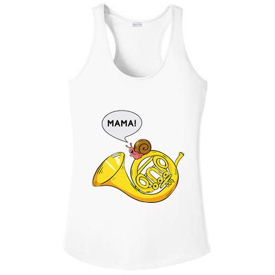 French Horn I Snail Pun Orchestra Marching Band Ladies PosiCharge Competitor Racerback Tank