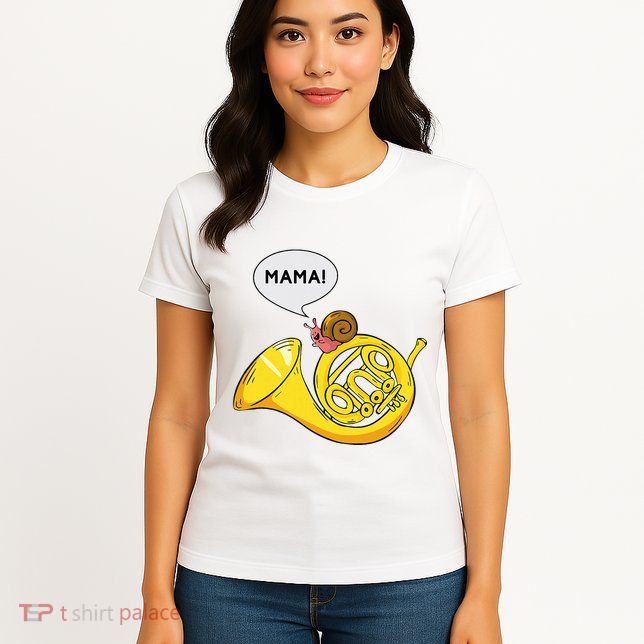 French Horn I Snail Pun Orchestra Marching Band Womens T-Shirt